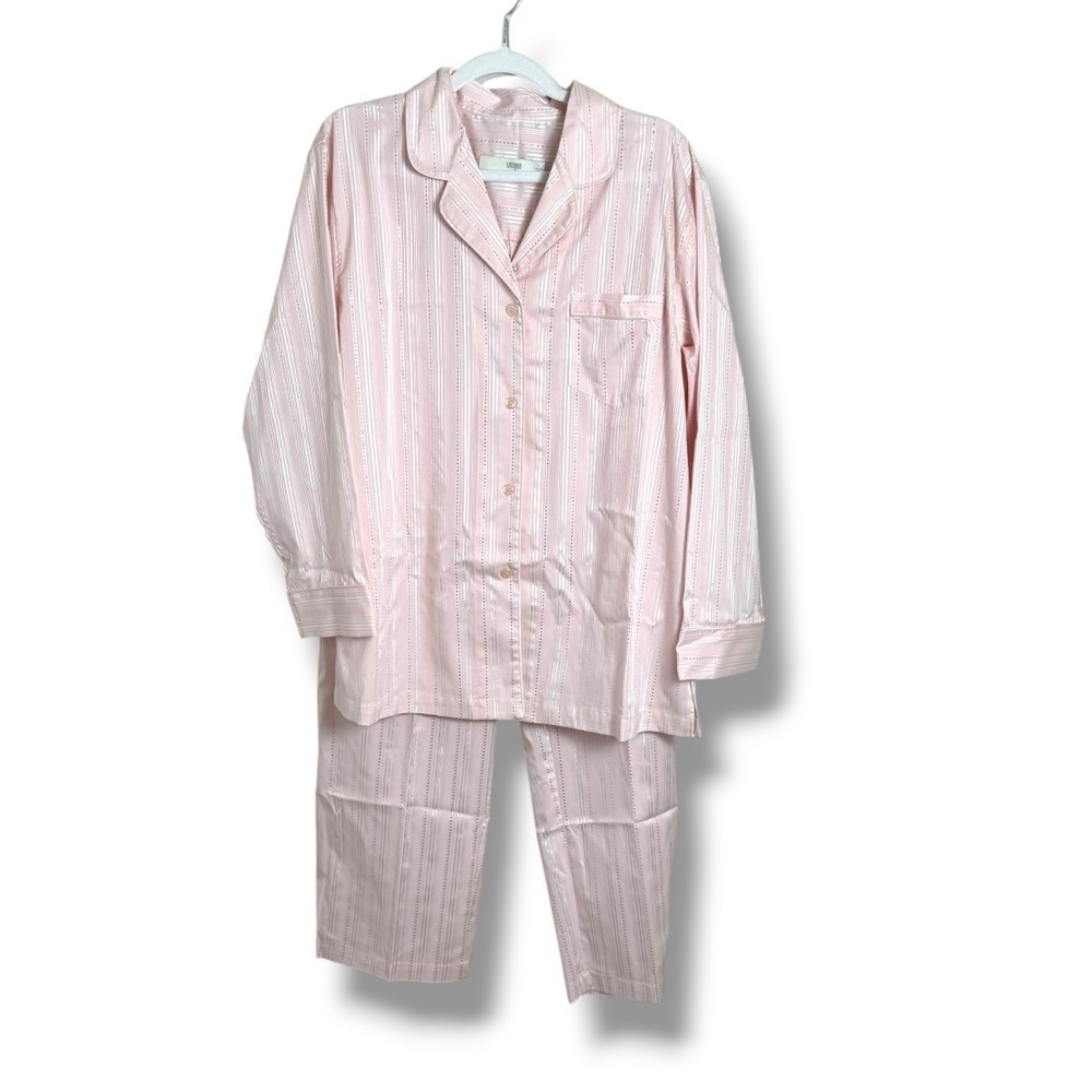 I Magnin Pink & Silver Pajama Set Size Large